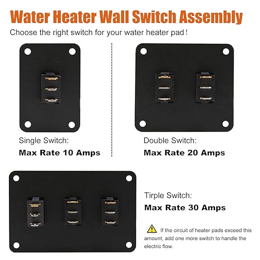 Facon 12Volts Switch Box Panel, 30Amps Rocket On&Off Switch with Red Indicator Light for RV Tank System, IP66 Waterproof Control Gang Kit System for RV Tank Heating Pad