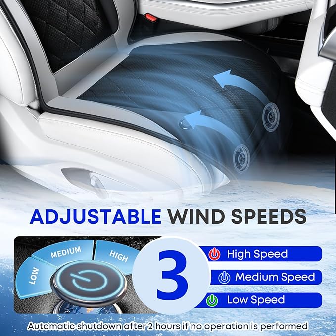 FLORICH Cooling Car Seat Cover, Ventilated Seat Cushion Cooling Car Seat Pad for Summer Driving with 8 Powerful Turbo Fans Universal Fit for Car SUV Truck Van-Dark Grey