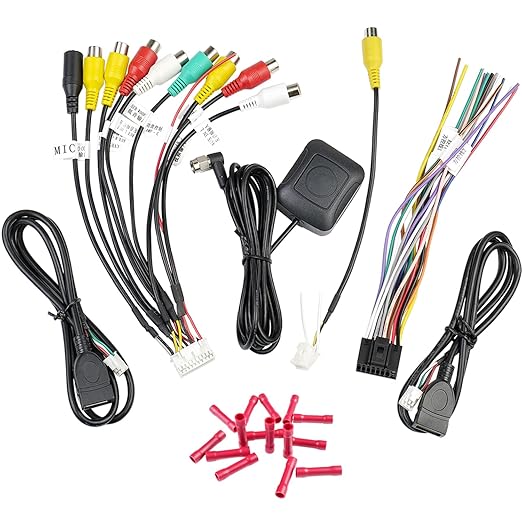 Radio Wiring Harness Kit 16Pin ISO Android Car Stereo Wire Harness with Butt Connectors 10Pin 20Pin RCA Adapter GPS Antenna Cable 4Pin/6Pin USB Cord