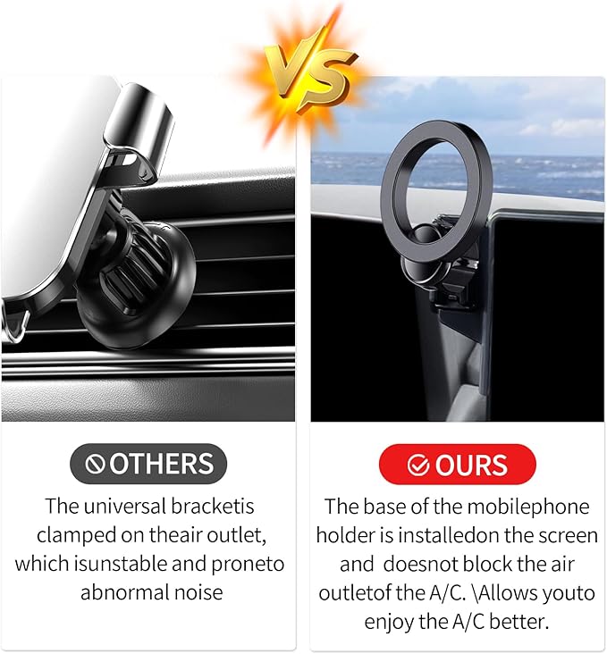 MaserWeller Car Phone Holder for Honda Accord 2023-2026 Accessories 12.3-Inch Screen Fixed Clip, 360° Rotation Phone Mount Compatible with MagSafe, Cell Phone Holder That Does Not Affect Air Vent