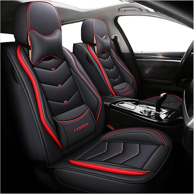 Car Seat Covers Full Set,Automotive seat Covers for Cars,Waterproof Leather seat Covers with Fixed Lumbar Support,Universal Fit for Most Cars,SUV,Trucks and Sedans