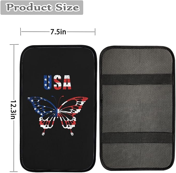 Coldinair Personalized Butterfly Flag Print Auto Car Center Console Cushion Pad for Men Women,Soft Armrest Protector Cover for Cars,Easy to Install