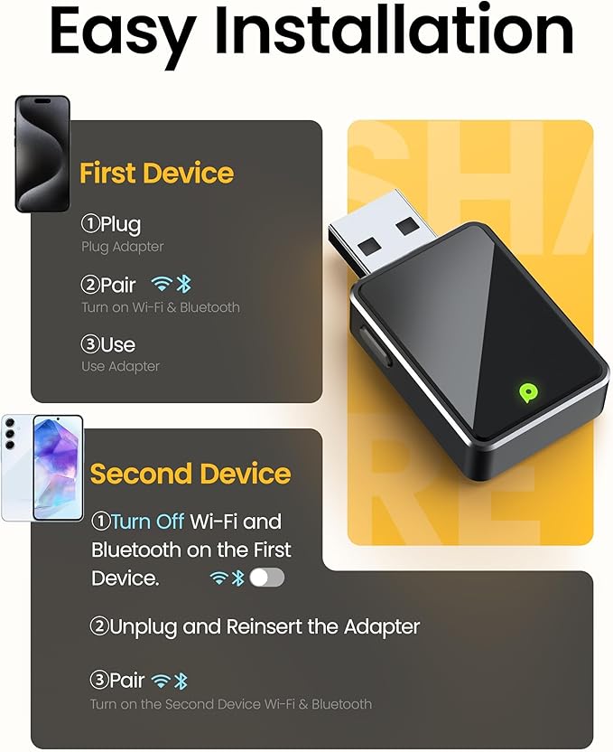 Mini Wireless CarPlay Adapter for iPhone & Android Auto (2026 Upgrade), No Delay, One Click Multi Device Switch, Fast Stable Connection, Plug & Play, Converts Wired to Wireless for 2016+ Cars