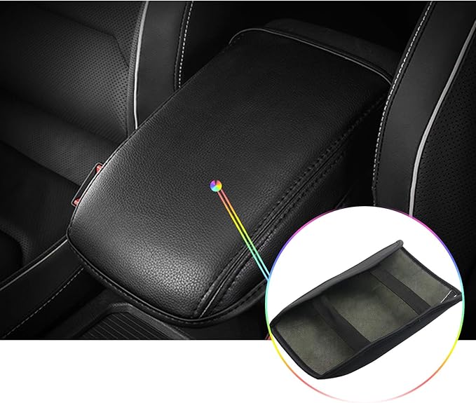 SKTU Auto Central Console Armrest Rest Pad Fit for 2018 2019 2020 Volkswage VW Ti-guan MK2 Seat Box Cover Protector Automotive Car Center Console Soft Cushion (Black Line)