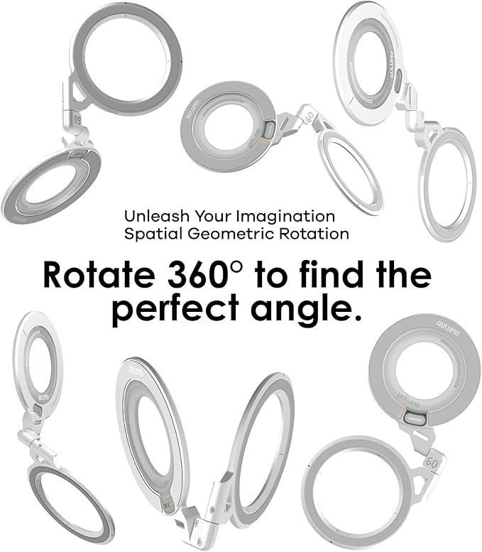 Aulumu G09 Magnetic Ring Grip | Omnidirectional Rotation | MagSafe Compatible | Aluminium Alloy Construction | Stable Dual-Sided Magnetic Attachment | Includes Handle Ring Phone Stand- Black