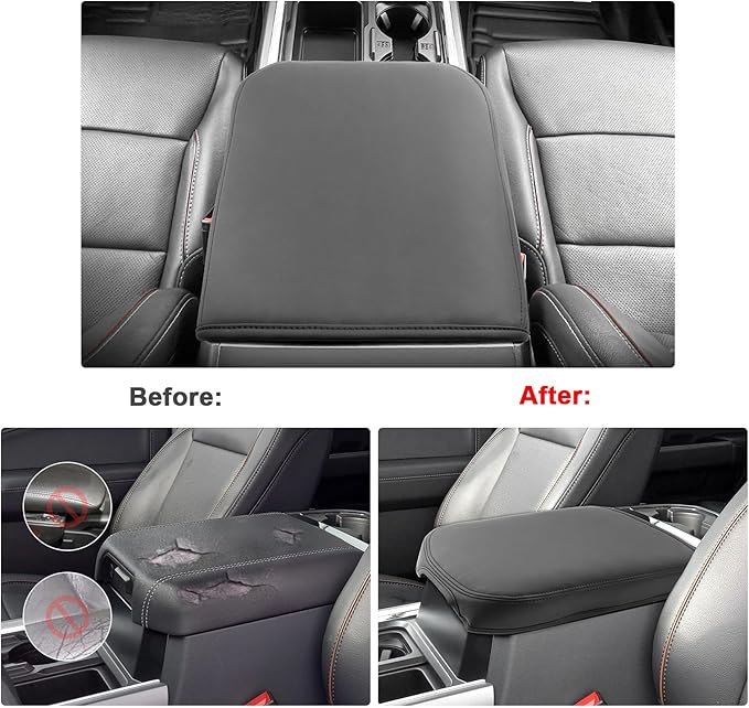 SXCY for 2023 2024 2025 Ford F250 Super Duty Armrest Cover for 2025 Ford F-250 Accessories 2025 Ford F250 Center Console Cover 2025 Ford F250 Middle Console Cover (Thin Cover with Black Line)