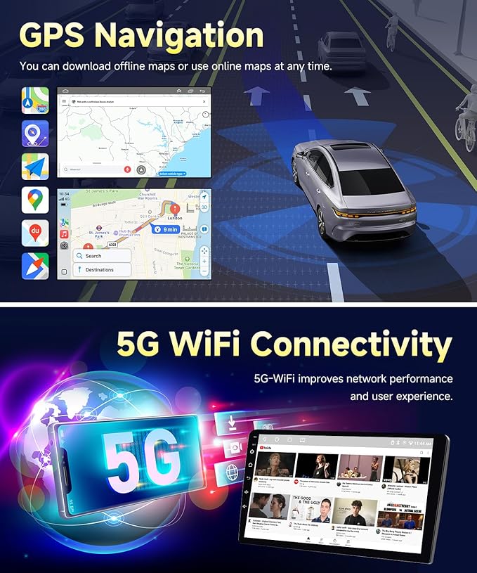 VQU 4G+64G Car Radio for BMW 3 Series 328i 335i 325i 2005-2011 Apple CarPlay Android Auto, 9 Inch IPS Touchscreen for 128i Stereo for BMW E90/E91/E92/E93 GPS Navi FM DSP SWC BT Rear Camera, No Fiber