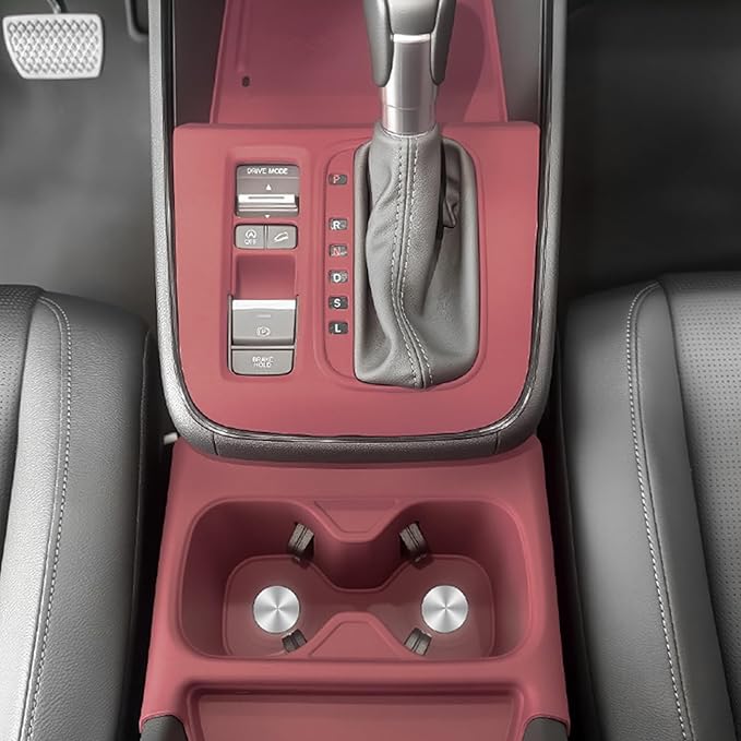 Silicone Gear Shift Panel Trim Cover for 2025 2026 Honda CRV Accessories Anti-Scratch Center Console Water Cup Holder Wireless Charging Protector Pad with CR-V 2023 2024(Not for Hybrid)-Red