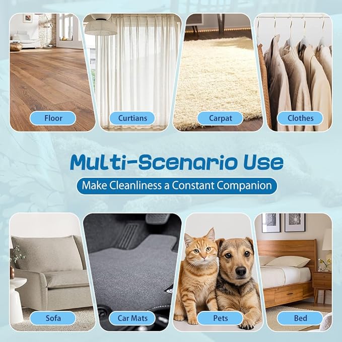 5-in-1 Pet Hair Remover Kit, Washable & Reusable Gel Lint Roller with 40.5" Extendable Handle, Cat Dog Hair Removal Tool, Carpet Rake & Grooming Gloves for Pets, Couch, Furniture, Clothes
