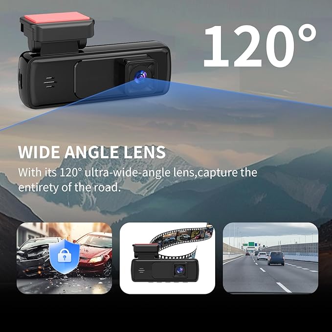 Front Dash Cam for Cars: 1080P Dash Camera Mini Front Dashcam with Car Camera 120° Wide Angle Super Night Vision 24 Hour Parking Monitor Loop Recording (Black)