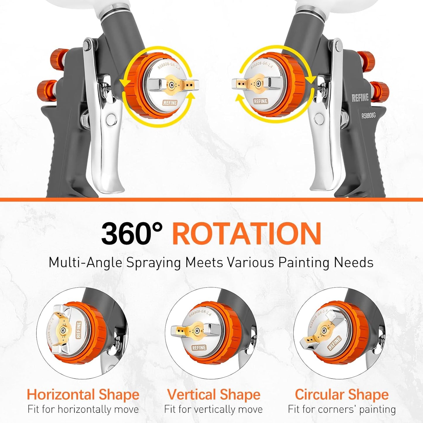 REFINE Air Spray Gun, Auto Paint Gun with 1.4mm Nozzle, Easy to Use Gravity Feed Paint Spray Gun, Professional Auto Body Paint Sprayer for Cars, House, Furniture Painting with Air Pressure Gauge