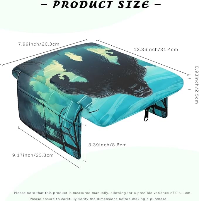 Arm Rest Cover for Car Center Console Cover, Bigfoot Print Easy Install Car Accessories Armrest Protector Center Console Cushion Pad Universal for SUV Truck Van Sedan