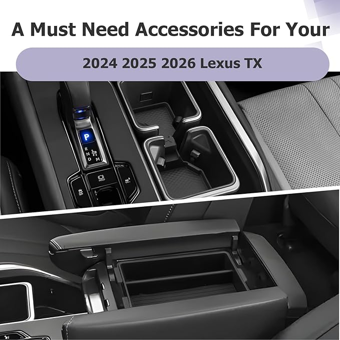 LUWU 2025 2026 Lexus TX Accessories Compatible with 2024-2026 Lexus TX350/TX500/TX550 Center Console Organizer Armrest Console Organizer & Front Center Console Cup Holder Mat 3PCS