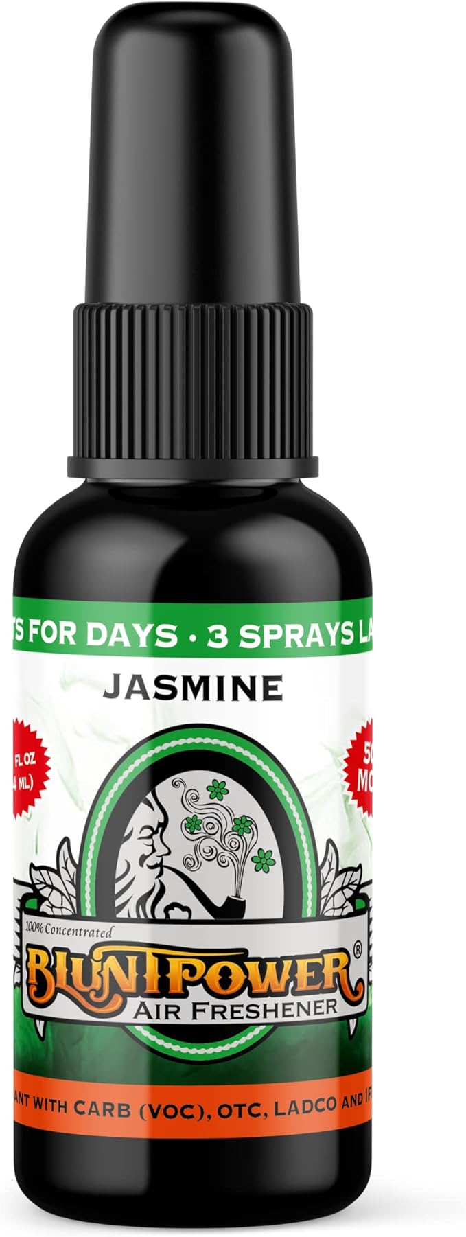 BluntPower (Jasmine, 3 Pack) Concentrated Air Freshener - Premium Oil Based Air Freshener Spray For Home and Car - Long-Lasting Bathroom Spray, Car Freshener, & Odor Eliminator Spray