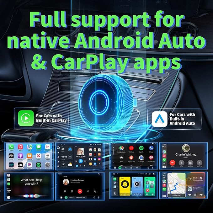 Wireless CarPlay Adapter for iPhone, Convert Wired to Wireless Apple CarPlay, Plug & Play, USB Type A, Black, Compatible with Cars 2016+ Compatible with iOS & Android