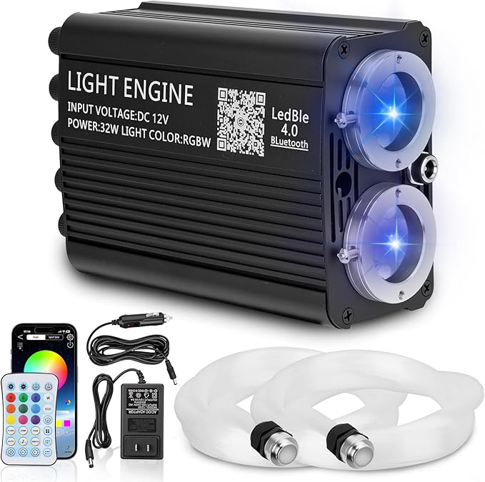 Twinkle Starlight Headliner Kit, 1000PCS 0.03in/13.5ft, 32W RGBW Twinkle & Meteor Dual-Engine 200 Shooting Stars, Music Mode APP/Remote Control Star Effect, for Truck/SUV/Home/Party