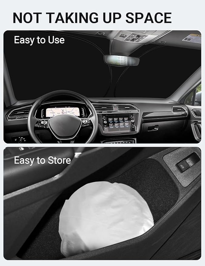 Proadsy 2026 Upgrade Front Windshield Sun Shade Foldable Sunshade Protector Custom Fit 2018-2024 VW Tiguan Crossover SUV Base Premium Limited Touring Accessories