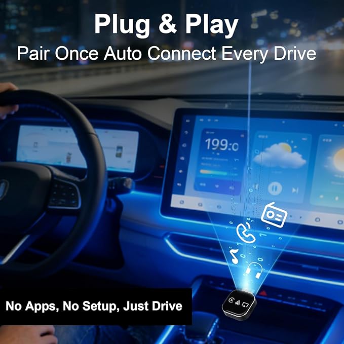 2026 Upgrade 3 in 1 CarPlay Adapter,Screen Mirroring Adapter for Car,Adapter for iPhone/Apple/Android Phone to Car Screen, Auto Connect(Black)