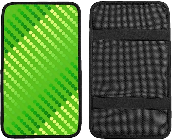 Satin Dots - Shades of Lime Green Universal Center Console Armrest Cover Pad Car Armrest Protector for Most Cars, Suvs & Trucks, Cushion with Easy Installation
