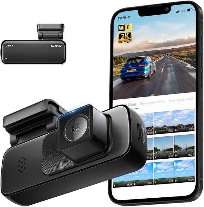 AINAVI Front Dashcam for Cars, Mini 2K Dash Camera, Dash Cam Built-in WiFi Wireless with APP Control, Hidden-Style Single Car Camera/WDR/Night Vision/G-Sensor/24H ParkingMode