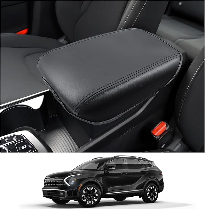 CDEFG Center Console Cover for 2023 2024 2025 Kia Sportage Accessories Armrest Cover Anti-Scratch Middle Console Pad Leather Armrest Protector