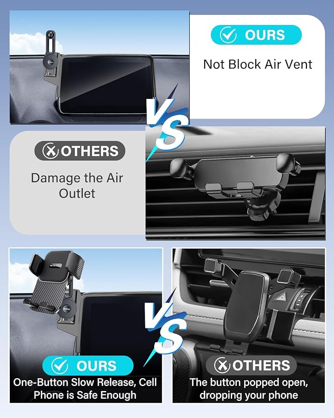SKYLOTEC Car Phone Holder for VW/Volkswagen Atlas/Altas Cross Sport 2024 2025 Accessories 12-Inch Screen Fixed Clip, Automobile Cradles Phone Mount, Cell Phone Base Not Block Air Vent