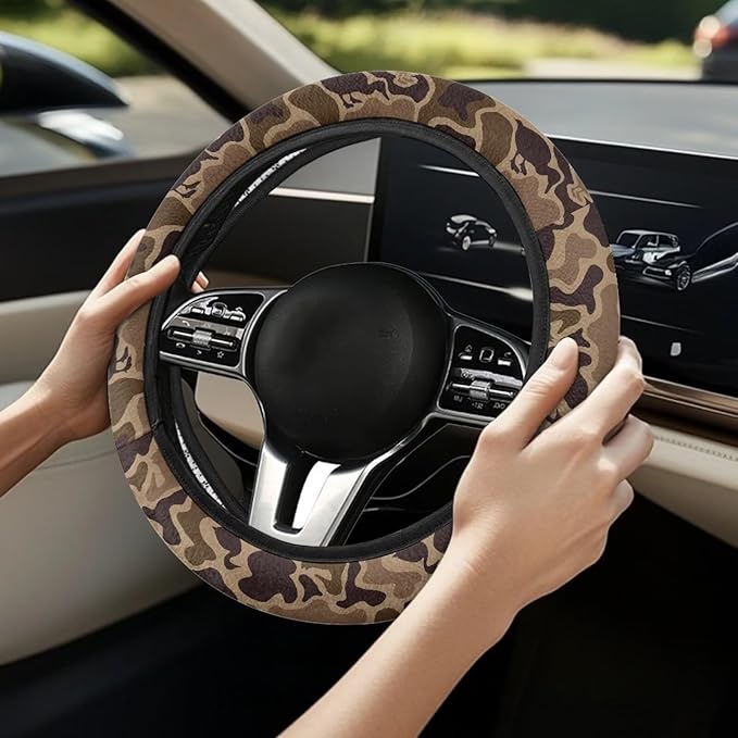 SEANATIVE Duck Camo Car Steering Wheel Cover, Easy to Disassemble, Non-Slip Soft Steering Wheel Cover, Universal Auto Decor Accessiores