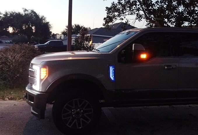 iJDMTOY Ultra Blue LED Background Illumination Kit Compatible with 2017-2021 Ford F250 F350 F450 Super Duty Side Fender Chrome Emblem