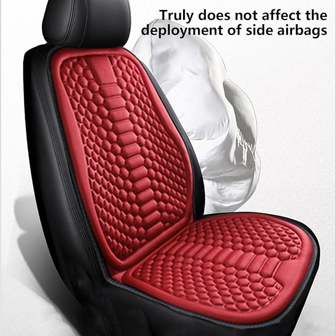 Car Seat Cushion Front Seat, Breathable Lumbar Support Car Seat Cushion for Long Sitting, Non-Slip Car Seat Pad (Red)
