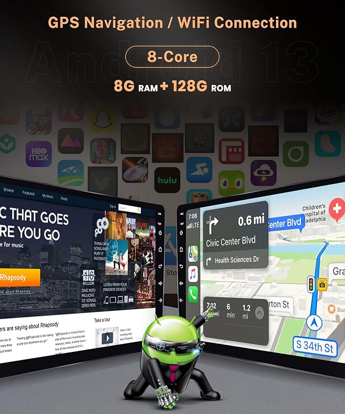 8Core 8G+128G for Toyota Corolla 2009-2013 Android 15 Car Stereo Carplay Android Auto, Rimoody 9 Inch QLED capacitive Screen with Bluetooth 5.0 FM/AM/RDS DSP-36 GPS WiFi Mirror Link Backup Camera