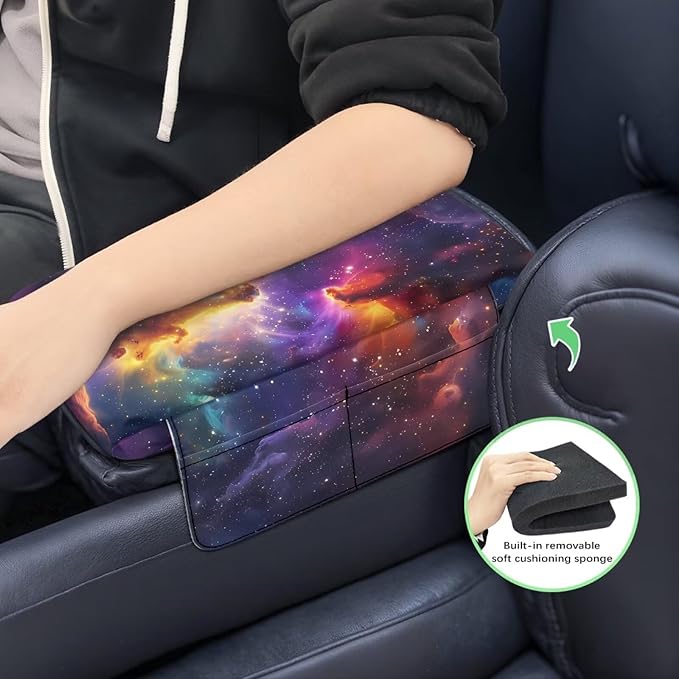 Arm Rest Cover for Car, Starry Sky Armrest Seat Box Cover Car Armrest Protector, Fashion Car Decor Accessories for Most Cars, Vehicles, SUVs