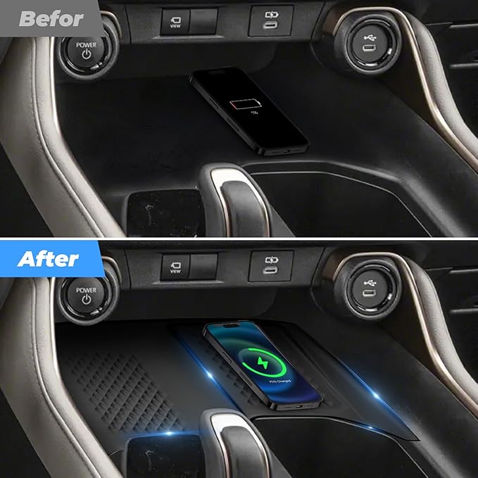 Wireless Charging Anti-Slip Mat Compatible with Toyota Grand Highlander Accessories 2026 2025 2024，Black Silicone Protective Pad Liner Compatible with Grand Highlander