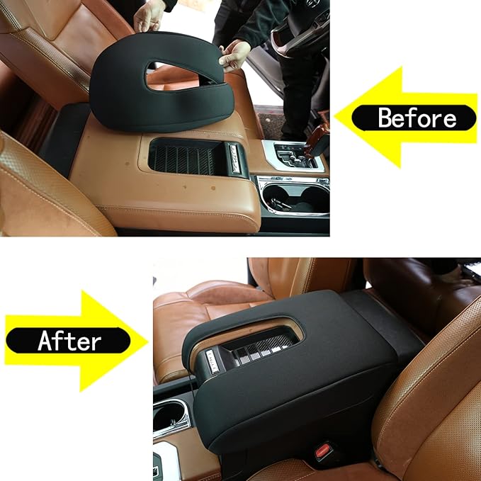 Aunginsy Center Console Armrest Protector Cover Compatible with Toyota Tundra 2014-2021, Car Armrest Pad Seat Box Cover Cushion Lid Scratch Protector Customized Cloth Material Interior Accessories