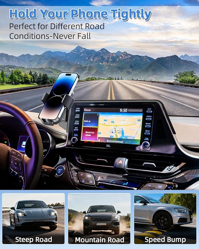 PZK Car Phone Mount for Toyota C-HR CHR 2019 2020 2021 2022 LE/XLE/Limited/Nightshade Accessories 8-inch Screen 360° Rotation Smart Phone Cradles Auto Lock Phone Holder Hands Free Not Affect Vent