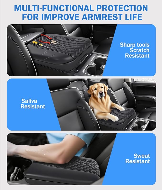 Center Console Cover for Chevy Silverado & GMC Sierra 2019-2025, Tahoe & Suburban & Yukon 2021-2025 Accessories, Middle Armrest Console Cover Elbow Rest Cushion Protector, Bucket Seat Console Only