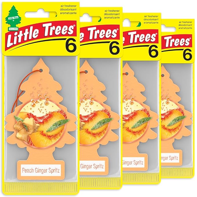 LITTLE TREES Car Air Freshener | Hanging Tree Provides Long Lasting Scent for Auto and Home | 24 Air Fresheners |Peach Ginger Spritz