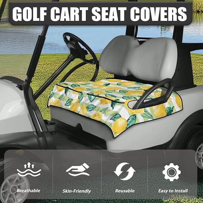 Biyejit Golf Cart Seat Covers with 4 Pockets Golf Cart Seat Towel Blanket Fits 2-Seat Golf Carts, Golf Cart Accessories