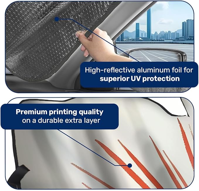 GENANY Boho Sun Pattern Windshield Sun Shade for Car SUV Truck (55x30 Inches), Sun Shade Windshield, Shades for Windows, Protector Blocks UV, Car Decor