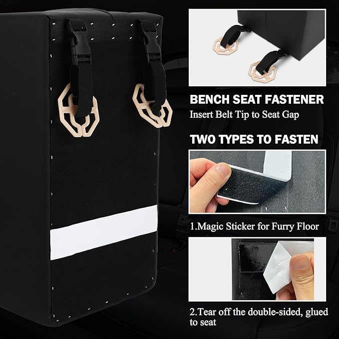 Upgrade Center Console Organizer with Cup Holder& Phone Holder for Car & Van & Truck Floor Cab Back Bench Seat Armrest Middle Storage Box - Black