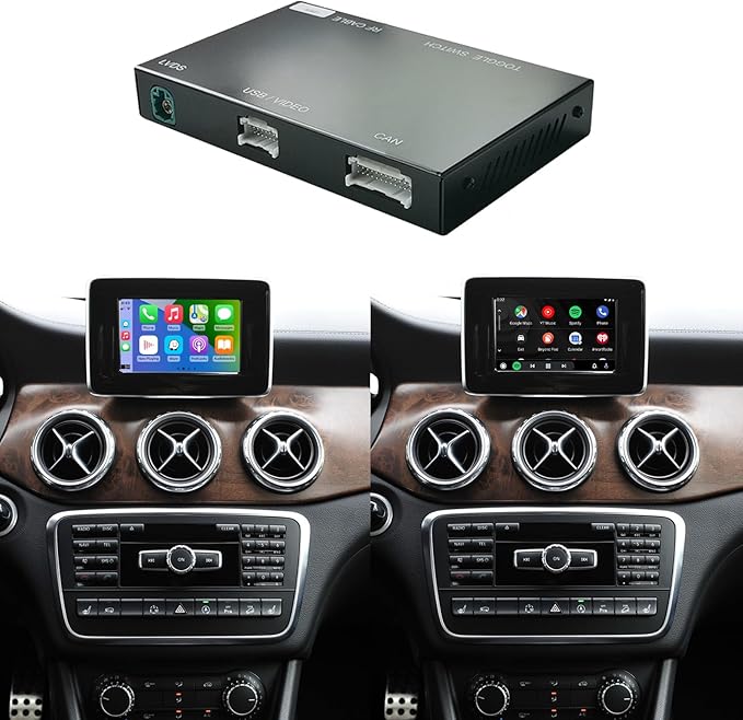 Road Top Wireless CarPlay & Android Auto Retrofit Kit for Mercedes-Benz C/E/GLK/ML/CLA/GLA/CLS/SLK 2012-2015, NTG4.5/4.7 System, AUX Required, CarPlay Interface Decoder, MirrorLink, Camera Support
