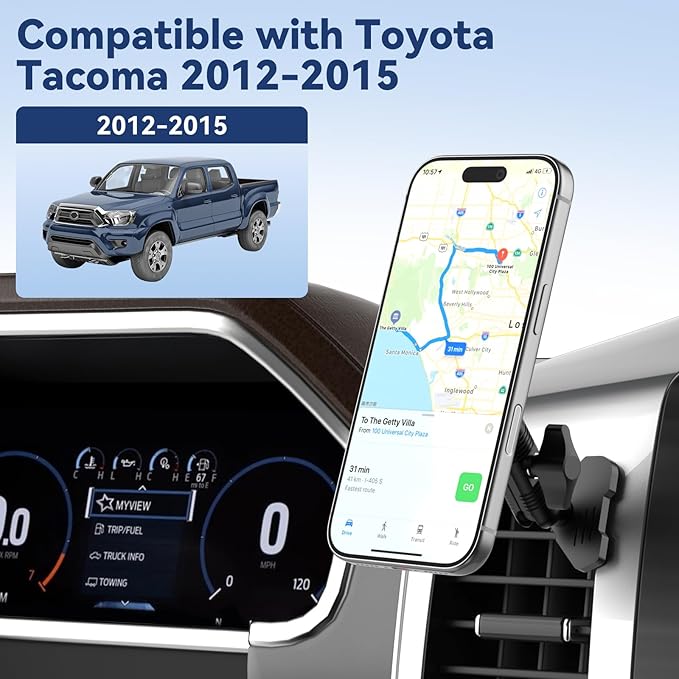 Kaishengyuan Car Vent Magnetic Phone Mount for Toyota Tacoma 2012 2013 2014 2015, Metal Cell Phone Holder 2nd Gen Tacoma Accessories Cradles Bracket Stand for All Smartphones