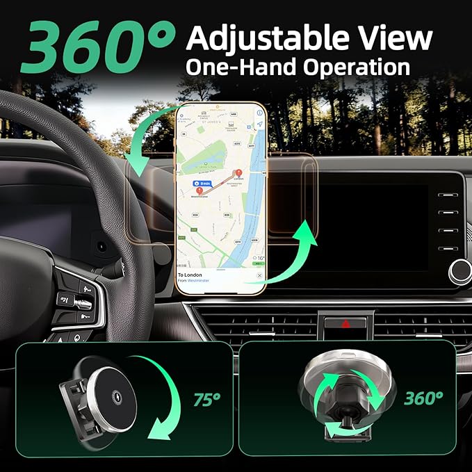 Car Phone Holder for Honda Accord (2018-2022 10th Gen,8"),MagSafe Car Mount Charger,Magnetic Phone Holder,15W Wireless Charging,Screen Phone Holder,360° & Hands Free,2022 Accord Interior Accessories