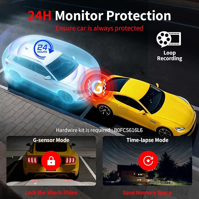 X18 4K Dual Dash Cam Front and Rear, Free 64GB Card Support 256G Max, 5.8G WiFi - up to 20MB/s Fastest Download Speed with App, 4K 2160P/FHD Dash Camera, 3" IPS, G-Sensor,24H Parking Mode