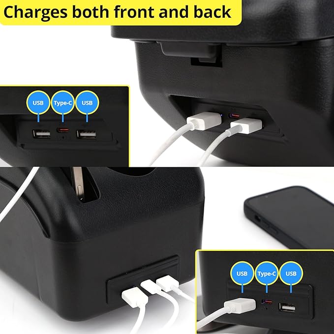 AULPHIKE Compatible with Nissan Versa Armrest 2012-2019 Car Center Console Organizer Armrests Double Layer Storage with USB Ports（Carbon Fiber Style）
