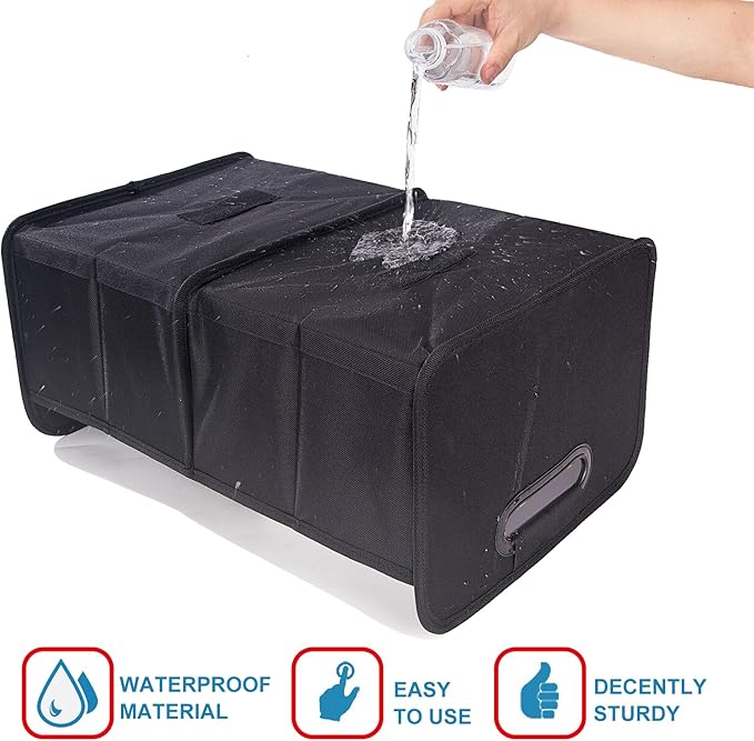 titiyiof Trunk Organizer For Suv & Sedan,Car Organizers and Storage, Waterproof Collapsible & Adjustable Straps,35L Sturdy Car Organization for Car Accessories, Tools,Sundries,2 Compartment（Black）
