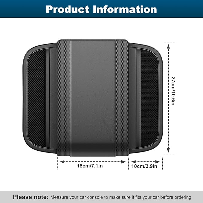 Car Center Console Cover, Upgraded Memory Cotton Auto Armrest Cushion with 2 Storage Bags, Waterproof Middle Console Cover Arm Rest Box Pad Car Interior Accessories for Most Vehicles
