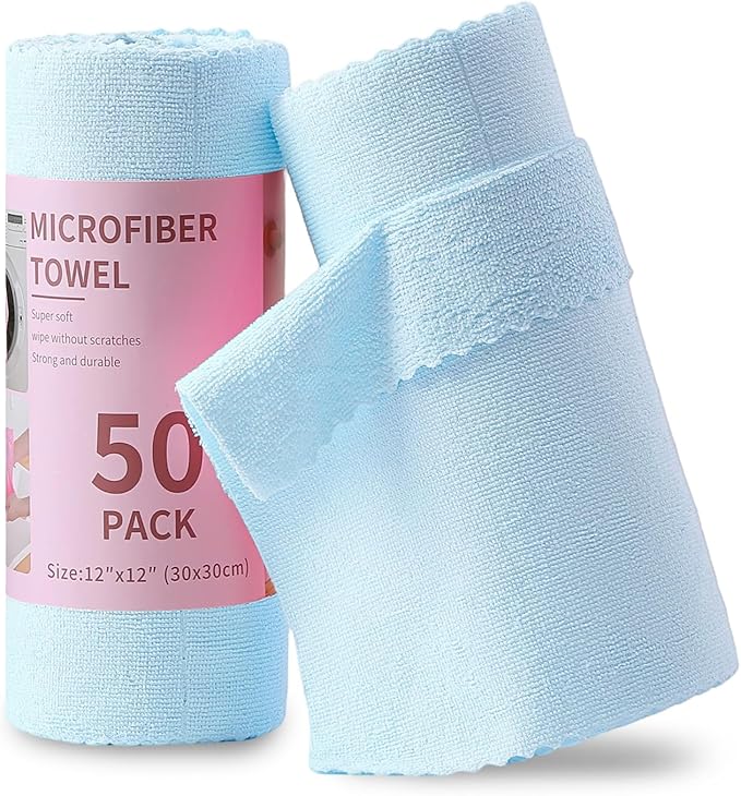 Jessy Home 2 Roll Reusable Paper Towels,100 Sheets Tear Away Microfiber Cleaning Cloth, Lint Free Cleaning Rags for Kitchen, Dishcloth,Household Cleaning Supplies