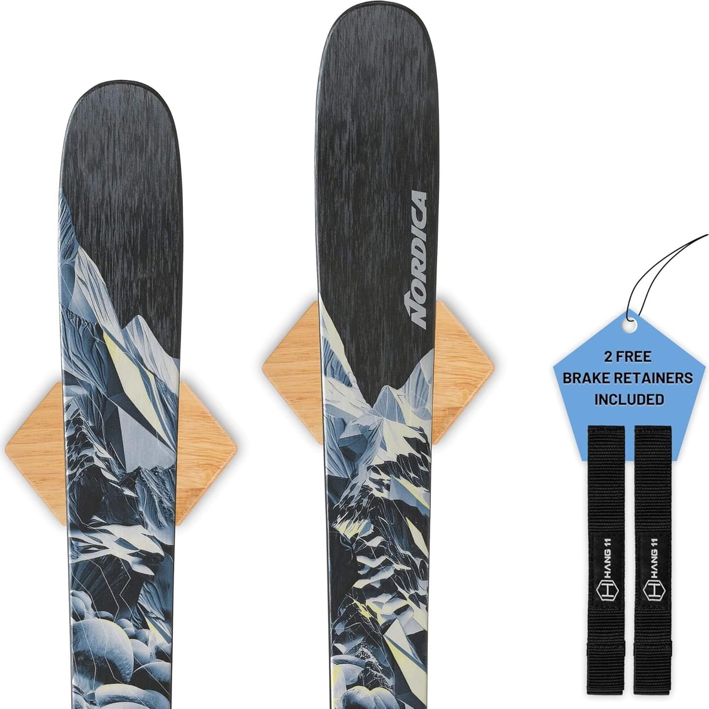 Hang 11 Ski Wall Mount - Ski Hangers for Wall, Display Mount, Minimalist Hardwood Hangers, Decorative Holders to Hang, Vertical Storage Rack for Garage, Showcase your Favorite Pastime