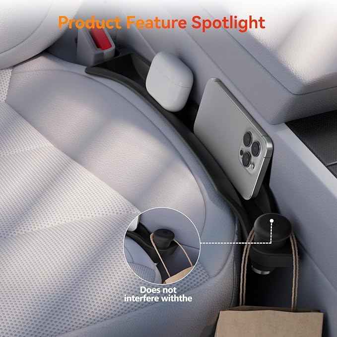 YONZEE Car Seat Gap Filler with Emergency Window Breaker, Premium Silicone Seat Gap Organizer, Prevents Items from Falling, Universal Fit for All Cars, 2 Pack