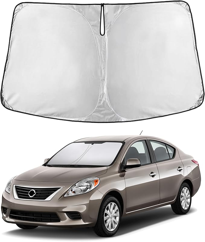EcoNour Windshield Sunshade Compatible for Nissan Versa 2012-2017 2018 2019, Sun Visor for Front Windshield & Window Sun Shade Cover, UV Heat Blocker & Protector, Car Accessories